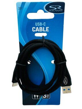 Solaray USB C Cable 3 Foot Black Braided
